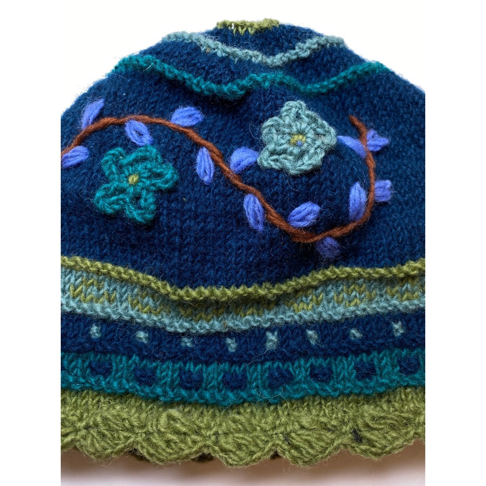 Rising Tide Handmade Wool Beanie Hat
Floral Vine Boho Cottagecore Fleece Lined